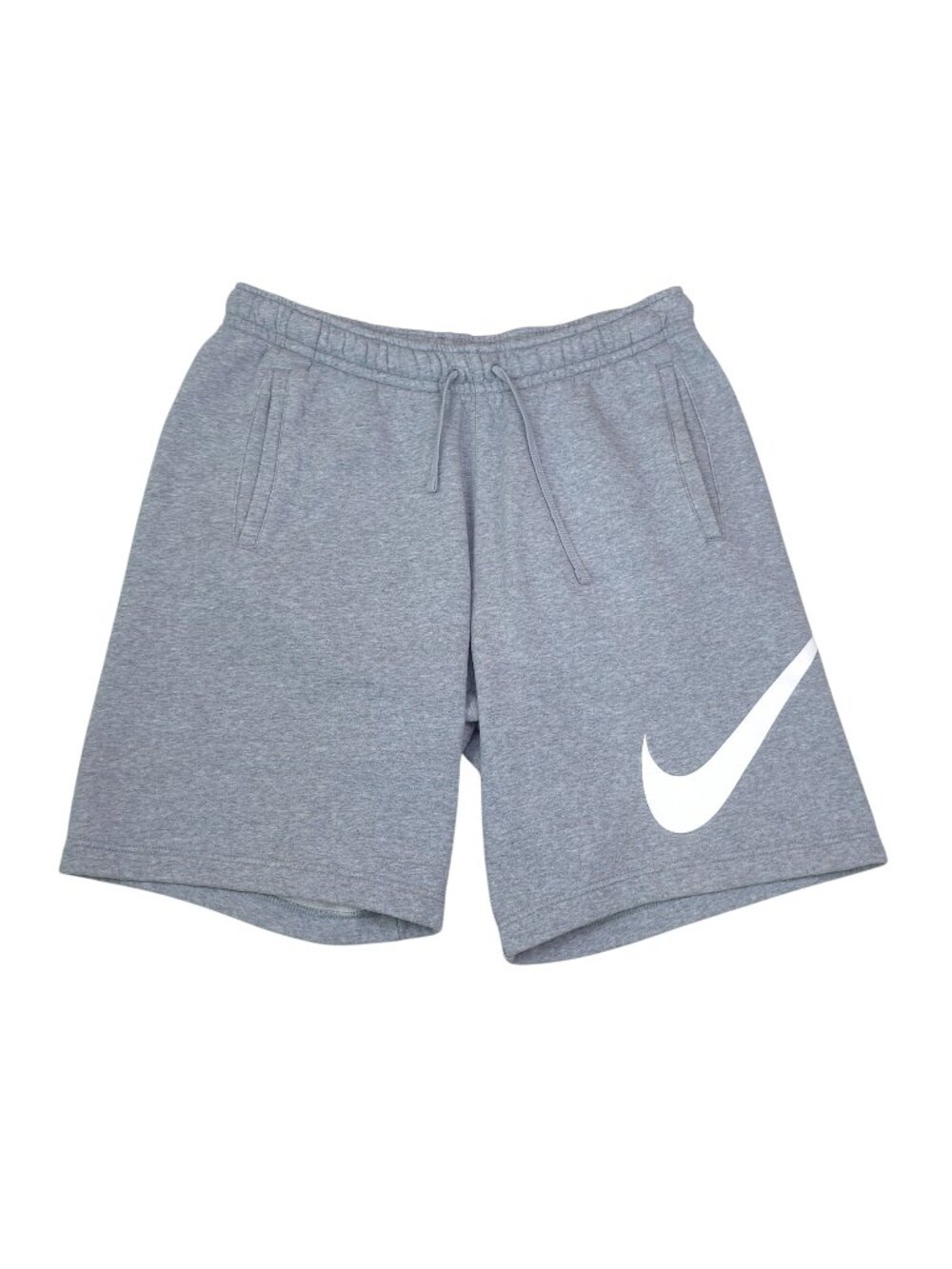 Nike Mens L Gray Fleece Shorts With Elastic Waistband Side & Back Pockets Swoosh